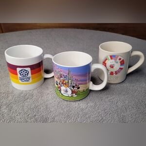 Lot Of 3 Vintage Walt Disney World Mugs Epcot Center 20 Years Mickey Mouse